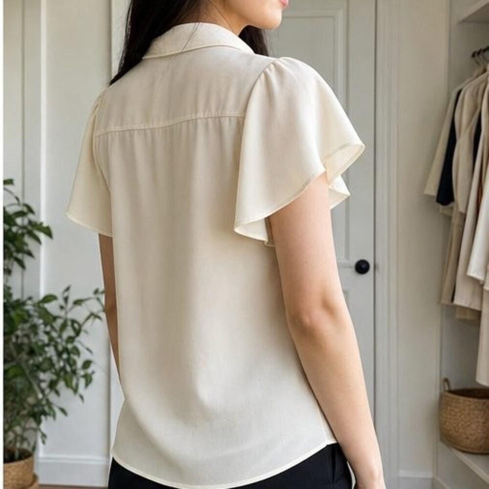 Cream Button Blouse - Picture 3 of 6